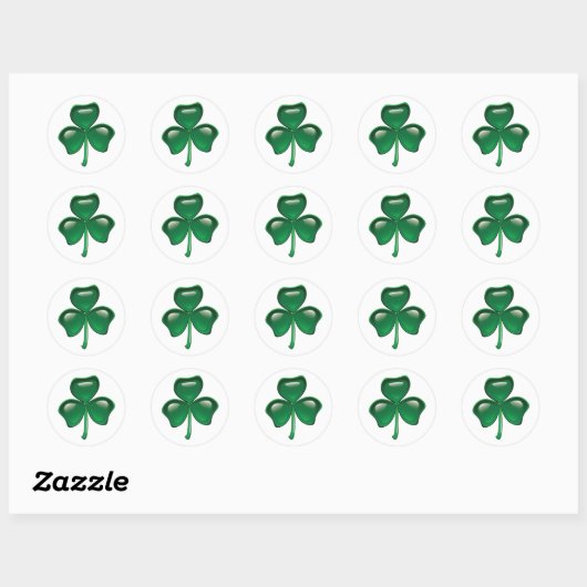 Green Shamrock Three-Leaf Clover Ronde Sticker (Vel)