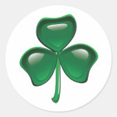 Green Shamrock Three-Leaf Clover Ronde Sticker (Voorkant)