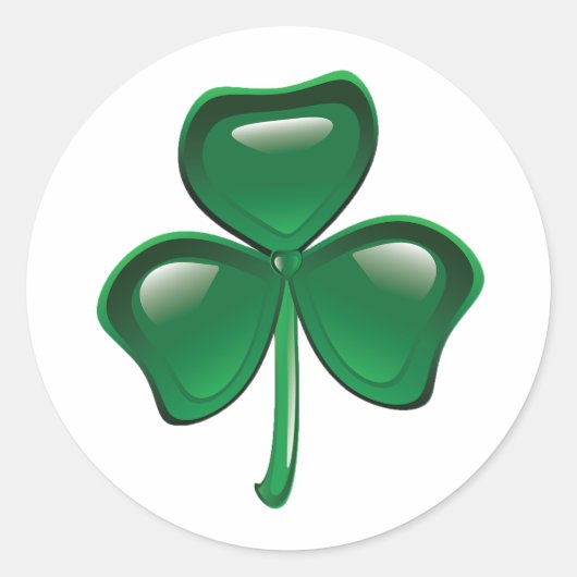 Green Shamrock Three-Leaf Clover Ronde Sticker (Voorkant)