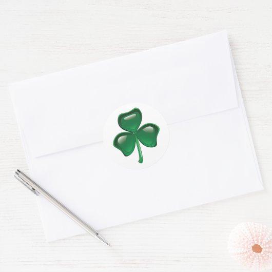 Green Shamrock Three-Leaf Clover Ronde Sticker (Envelop)