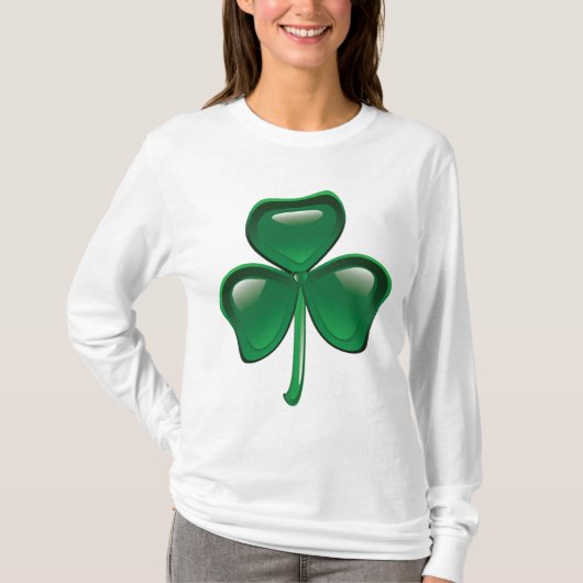 Green Shamrock Three-Leaf Clover T-shirt (Voorkant)