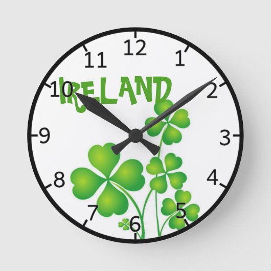 Green Shamrock uit Ierland Ronde Klok (Voorkant)