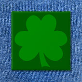Green Shamrock Vierkante Button 5,1 Cm