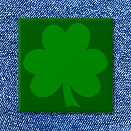 Green Shamrock Vierkante Button 5,1 Cm