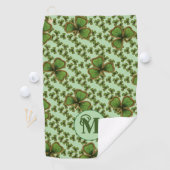 Green Shamrock Vintage Style Clovers Irish Golfhanddoek (Insitu)