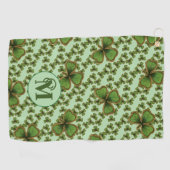 Green Shamrock Vintage Style Clovers Irish Golfhanddoek (Horizontaal)