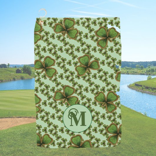 Green Shamrock Vintage Style Clovers Irish Golfhanddoek