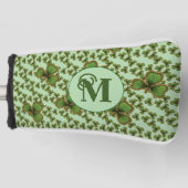 Green Shamrock Vintage Style Clovers Irish Golfheadcover (Voorkant)