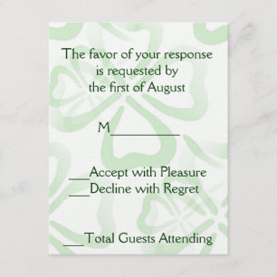 Green Shamrock Wedding RSVP Card Kaartje