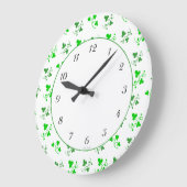 Green Shamrocks  Black Numbers Wall Clock Grote Klok (Hoek)