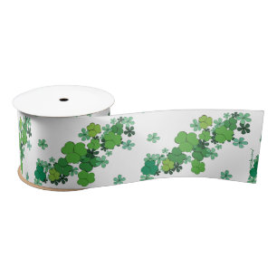 Green Shamrocks & Daisies St Patrick's Ribbon Satijnen Lint