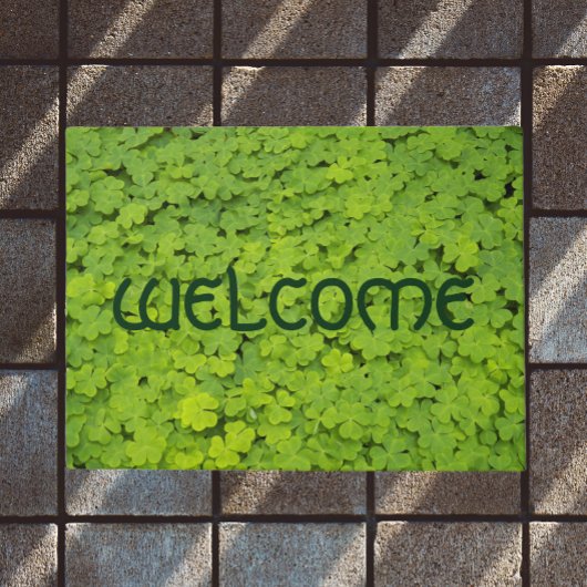 Green Shamrocks Floral Welcome Deurmat
