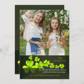 Green Shamrocks Foto Wenskaart Feestdagenkaart (Voorkant / Achterkant)