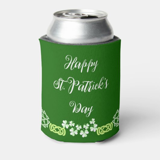 Green Shamrocks Happy St Patricks Day Party Lucky Blikjeskoeler (Blikje Achterkant)