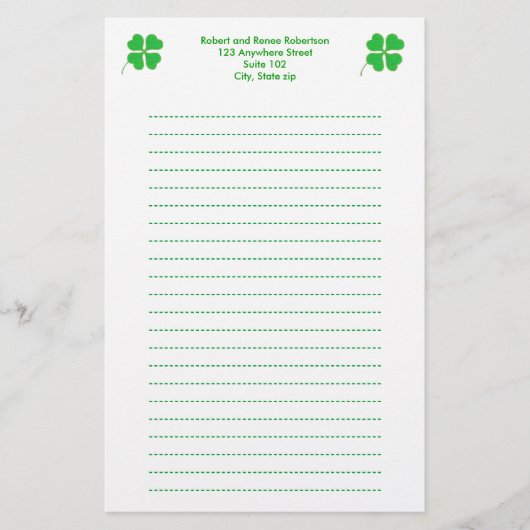 Green Shamrocks, in goud gesneden, geblindeerde ka Briefpapier (Voorkant)