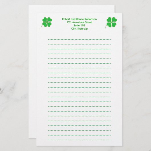 Green Shamrocks, in goud gesneden, geblindeerde ka Briefpapier (Voorkant / Achterkant)