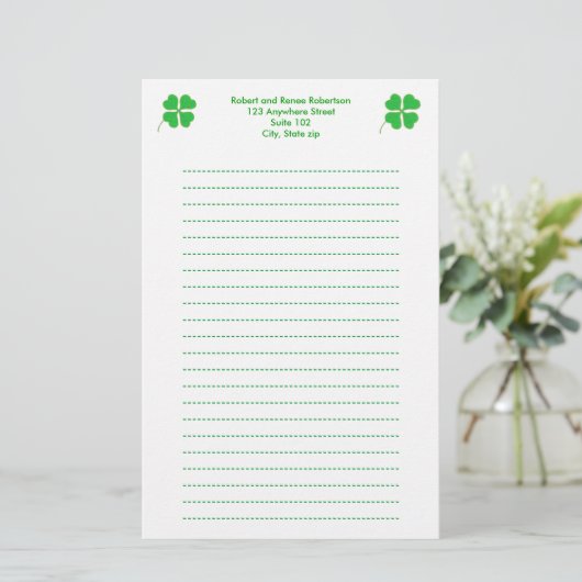 Green Shamrocks, in goud gesneden, geblindeerde ka Briefpapier (Staand voorkant)