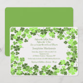 Green Shamrocks Invitation Kaart (Voorkant / Achterkant)