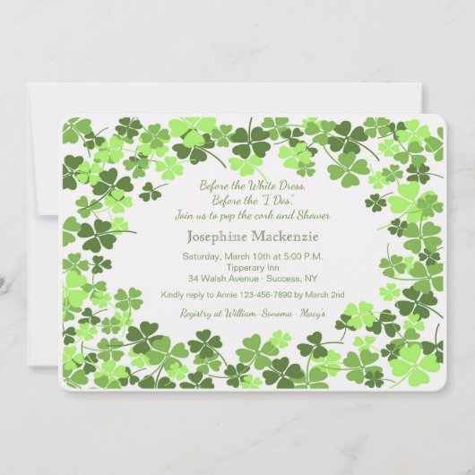 Green Shamrocks Invitation Kaart (Voorkant)