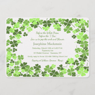 Green Shamrocks Invitation Kaart