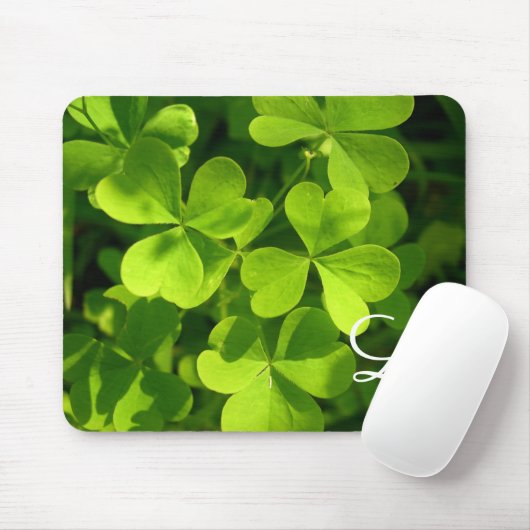 Green Shamrocks Irish Clover Monogram Mouse Mat Muismat (Met muis)