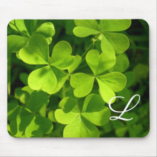 Green Shamrocks Irish Clover Monogram Mouse Mat Muismat