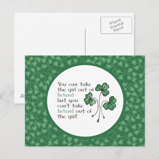 Green Shamrocks Irish Girl Quote Briefkaart (Voorkant / Achterkant)