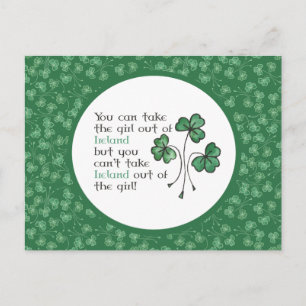 Green Shamrocks Irish Girl Quote Briefkaart