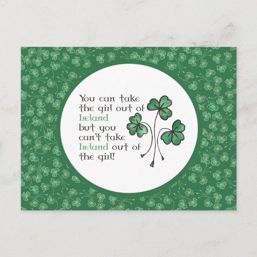 Green Shamrocks Irish Girl Quote Briefkaart (Voorkant)