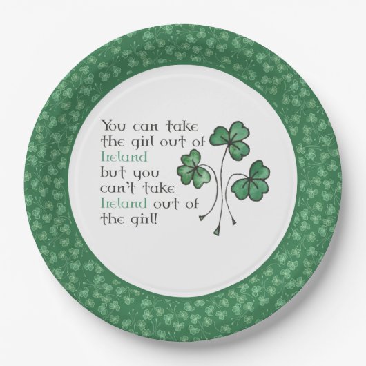 Green Shamrocks Irish Girl Quote Paper Bord (Voorkant)