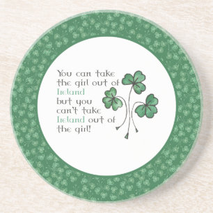 Green Shamrocks Irish Girl "Quote Sandstone Coaste Zandsteen Onderzetter
