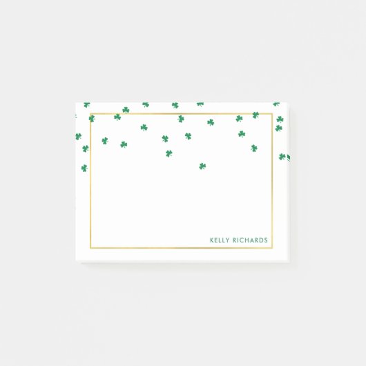 Green Shamrocks met Faux Gold Lijst Post-it® Notes (Voorkant)