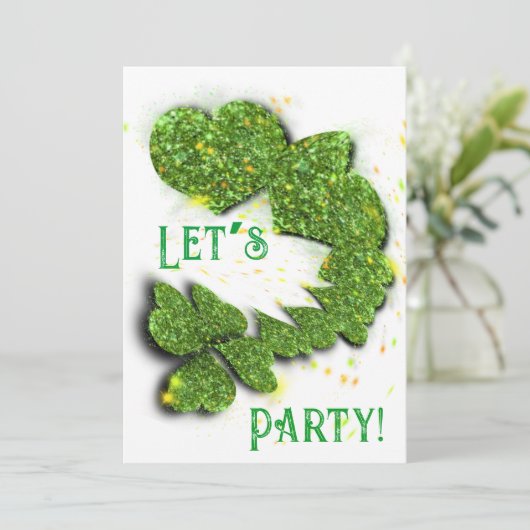 Green Shamrocks | mousserende harten Kaart (Staand voorkant)