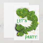 Green Shamrocks | mousserende harten Kaart (Voorkant / Achterkant)