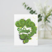 Green Shamrocks | Mousserende harten Shainte Briefkaart (Staand voorkant)
