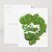 Green Shamrocks | Mousserende harten Shainte Briefkaart (Voorkant / Achterkant)