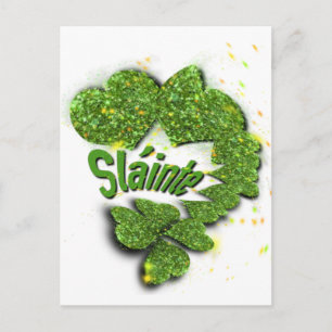 Green Shamrocks   Mousserende harten Shainte Briefkaart