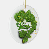 Green Shamrocks | Mousserende harten Shainte Keramisch Ornament (Rechts)