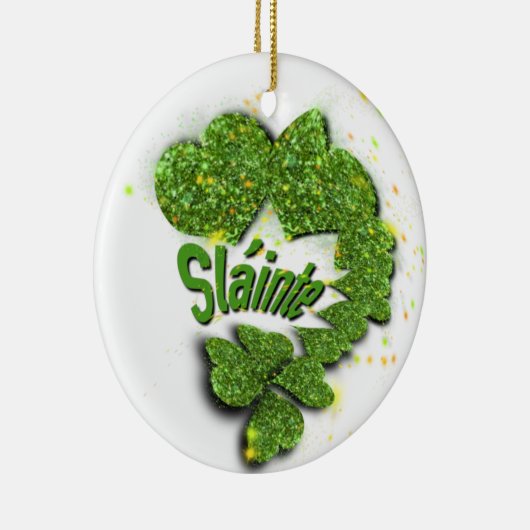 Green Shamrocks | Mousserende harten Shainte Keramisch Ornament (Rechts)