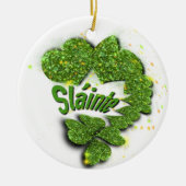 Green Shamrocks | Mousserende harten Shainte Keramisch Ornament (Voorkant)