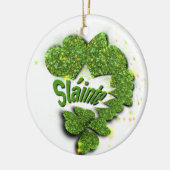 Green Shamrocks | Mousserende harten Shainte Keramisch Ornament (Links)