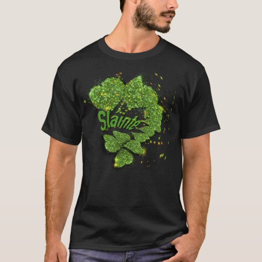 Green Shamrocks | Mousserende harten Shainte T-shirt (Voorkant)