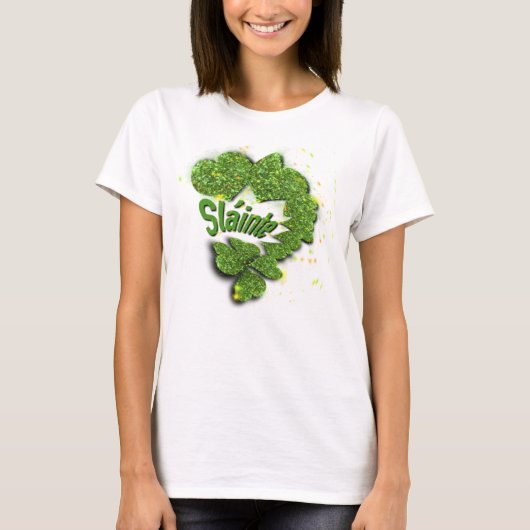 Green Shamrocks | Mousserende harten ShainteT-Shir T-shirt (Voorkant)