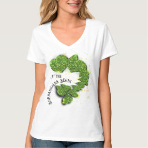 Green Shamrocks mousserende harten T-shirt