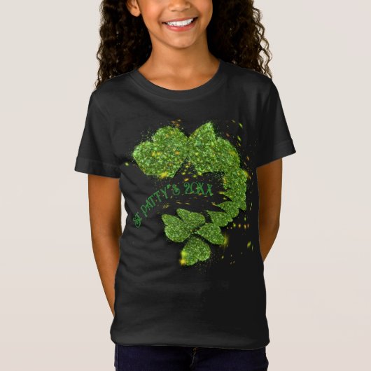 Green Shamrocks | mousserende harten T-Shirt (Voorkant)