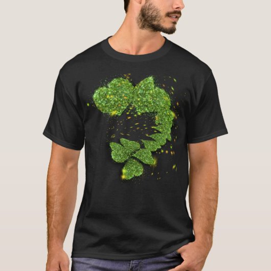 Green Shamrocks | mousserende harten T-shirt (Voorkant)