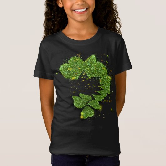 Green Shamrocks | mousserende harten T-shirt (Voorkant)