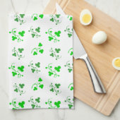 Green Shamrocks Pattern Kitchen Towel Theedoek (Quarter Fold)