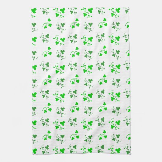 Green Shamrocks Pattern Kitchen Towel Theedoek (Verticaal)