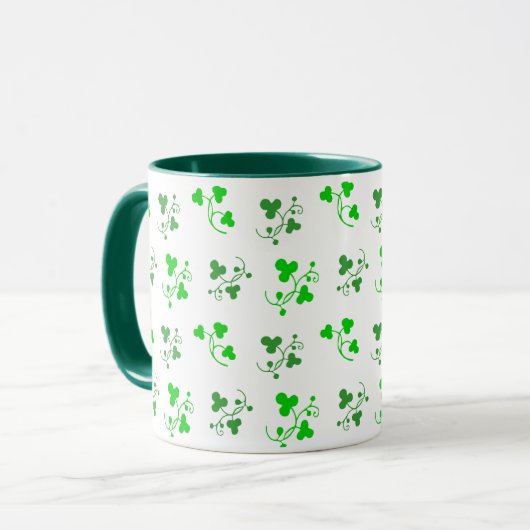 Green Shamrocks Pattern Mok (Voorkant links)